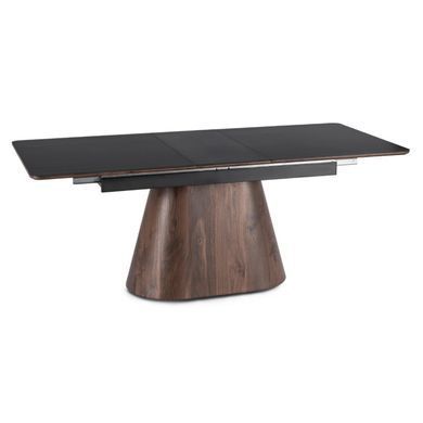 Раскладной обеденный стол MEBEL ELITE LIZBONA 160(200)*90 см Marmur Черный/Орех