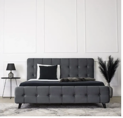 Кровать двуспальная бархатная MEBEL ELITE LINO Velvet 160x200 см Серый