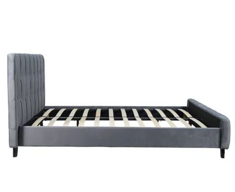 Кровать двуспальная бархатная MEBEL ELITE LINO Velvet 160x200 см Серый
