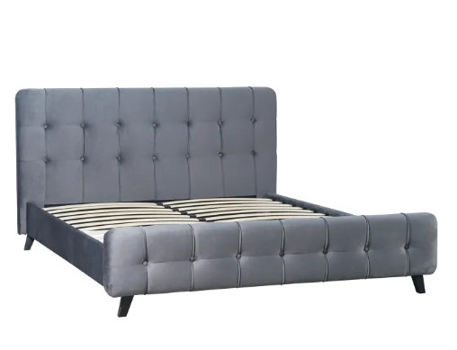Кровать двуспальная бархатная MEBEL ELITE LINO Velvet 160x200 см Серый