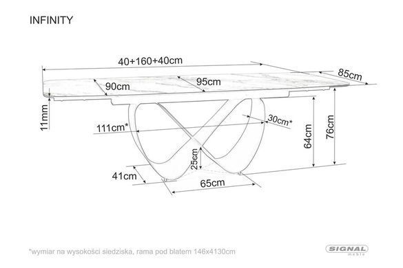 Стіл Infinity Ceramic AZARIO BLACK 160(240)X95 см Чорний Мармур / Чорний мат SIGNAL