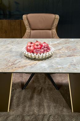 Стол раскладной HALMAR VESNA бежевый мрамор/коричневый стеллаж 180(260)*90см