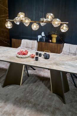 Стол раскладной HALMAR VESNA бежевый мрамор/коричневый стеллаж 180(260)*90см
