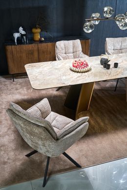 Стол раскладной HALMAR VESNA бежевый мрамор/коричневый стеллаж 180(260)*90см