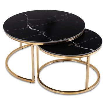 Комплект журнальных столов MEBEL ELITE MILANO Marmur 45,5/80 см + 40,5/60 см Черный
