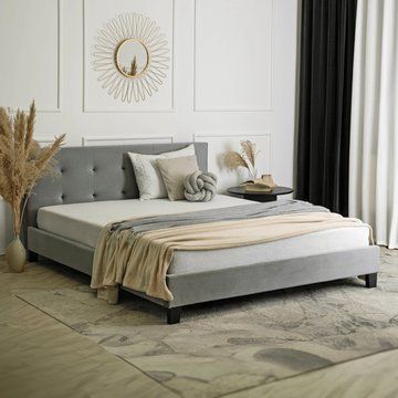 Кровать MEBEL ELITE BUENO Welur 160x200 см Серый