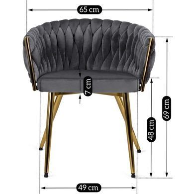Стілець оксамитовий MEBEL ELITE CAPRI велюр Сірий / Золотий