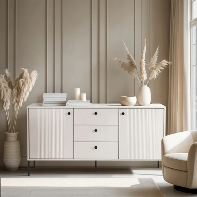 Комод MEBEL ELITE SOFT 2 154 см Кашемір/Чорний