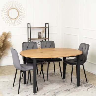 Стол MEBEL ELITE Kante 102-142 см Дуб/Черный