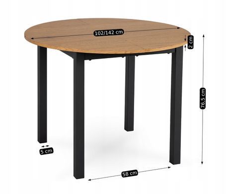 Стол MEBEL ELITE Kante 102-142 см Дуб/Черный