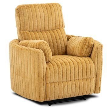 Кресло мягкое раскладное с реклайнером MEBEL ELITE RAUL Velvet Горчичный