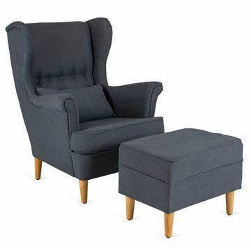 Кресло мягкое с пуфом MEBEL ELITE EVAN 2 Серый