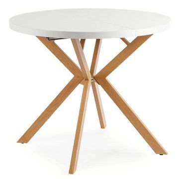 Розкладний обідній стіл MEBEL ELITE DORIAN 80(160)*80 Білий/Золото