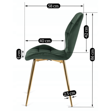 Стілець оксамитовий MEBEL ELITE LUCKY Velvet Зелений / Золотий