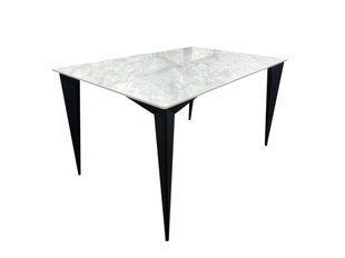 Стол INTARSIO NORMAN CERAMIC 140*90 Muie White глянец/черный каркас