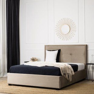 Ліжко двоспальне оксамитове MEBEL ELITE ANDRE Velvet 140x200 см Бежевий