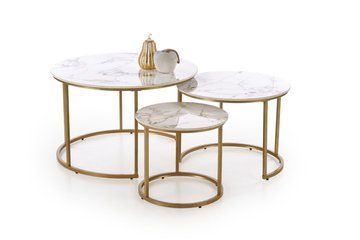 Комплект журнальних столиків GILDA 80x80 см Білий/Золото HALMAR
