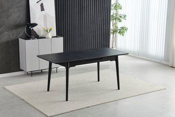 Стол BERLIN CERAMIC 111(140)*75 Черный мат/Черный каркас