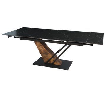 Стол INTARSIO FERNANDO CERAMIC 160(220)*90 черный мат/старый дуб