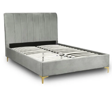 Кровать двуспальная бархатная MEBEL ELITE MARCELO Velvet 140x200 см серый