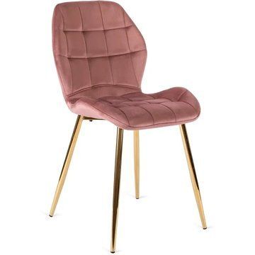 Стілець оксамитовий MEBEL ELITE LUCKY Velvet Рожевий / Золотий