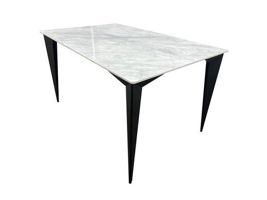 Стол INTARSIO NORMAN CERAMIC 140*90 Muie White глянец/черный каркас