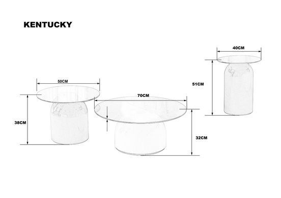 Комплект журнальных столиков KENTUCKY Серое стекло/Цветные