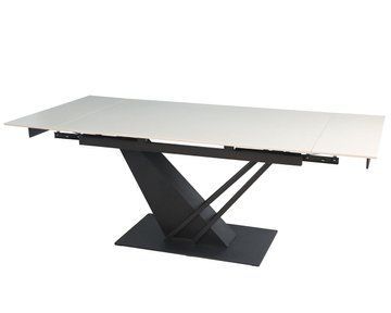 Стол INTARSIO FERNANDO CERAMIC 140(200)*90 бежевый/черный