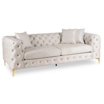 Диван MEBEL ELITE SORRENTO 3S Welur Кремовый