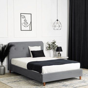Кровать MEBEL ELITE DENNIS Welur 120x200 см Темно-Серый