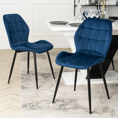 Стілець оксамитовий MEBEL ELITE LUCKY велюр Синій / Чорний