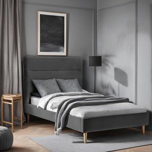 Ліжко MEBEL ELITE NICEA Welur 90x200 см Сірий