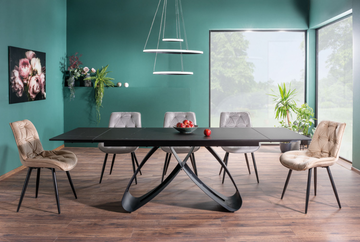 Стіл SAMANTA 160(240)X90 см Чорний Мармур / Чорний мат SIGNAL