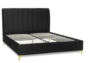Кровать двуспальная бархатная MEBEL ELITE MARCELO Velvet 160x200 см черный