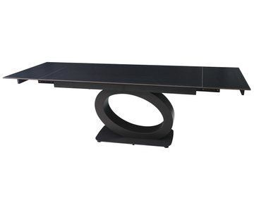 Стол INTARSIO OVIDIO CERAMIC 160(240)*90 черный мат/черный каркас