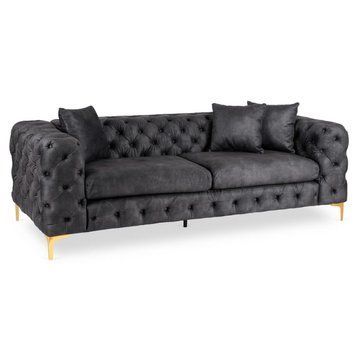 Диван MEBEL ELITE SORRENTO 3S Welur Черный