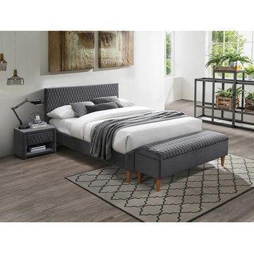 Кровать Azurro Velvet Серый 140х200 см SIGNAL
