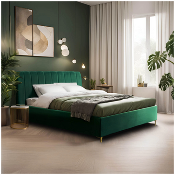 Кровать двуспальная бархатная MEBEL ELITE MARCELO Velvet 160x200 см зеленый