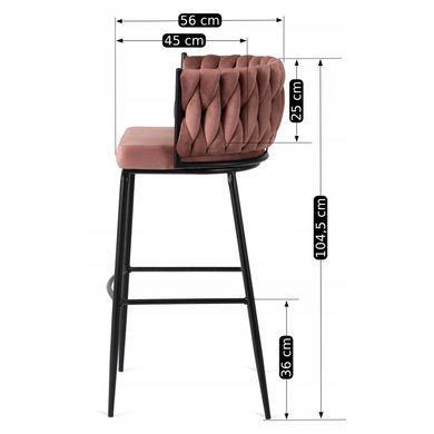 Барный стул бархатный MEBEL ELITE FLORES велюр розовый / черный