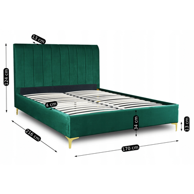 Кровать двуспальная бархатная MEBEL ELITE MARCELO велюр 160x200 см зеленый