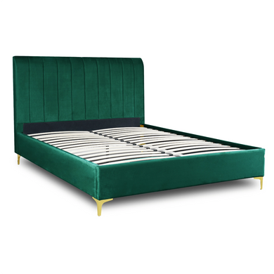 Кровать двуспальная бархатная MEBEL ELITE MARCELO велюр 160x200 см зеленый