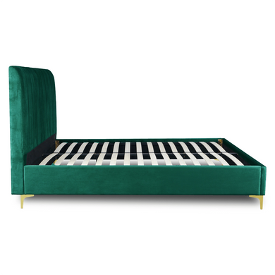 Кровать двуспальная бархатная MEBEL ELITE MARCELO велюр 160x200 см зеленый