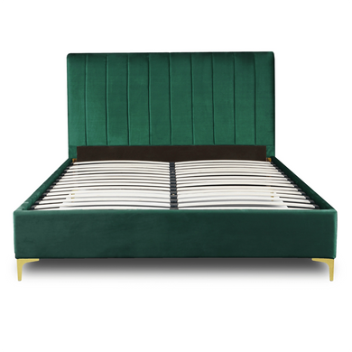 Кровать двуспальная бархатная MEBEL ELITE MARCELO велюр 160x200 см зеленый