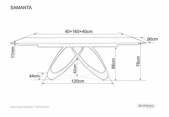 Стіл SAMANTA 160(240)X90 см Чорний Мармур / Чорний мат SIGNAL