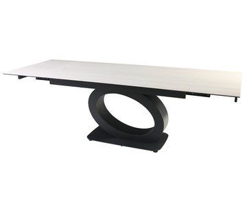 Стол INTARSIO OVIDIO CERAMIC 160(240)*90 белый дуб/черный каркас