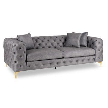 Диван MEBEL ELITE SORRENTO 3S Welur Серый