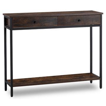 Консоль MEBEL ELITE EVERLY 100 см Рустикальный дуб/Черный
