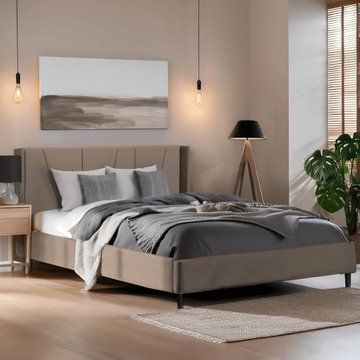 Кровать MEBEL ELITE SEWILLA Welur 160x200 см Бежевый
