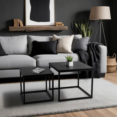 Комплект журнальних столів MEBEL ELITE TEVET 2 шт Чорний