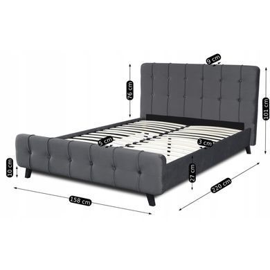 Ліжко MEBEL ELITE LINO 140x200 см Темно-сірий
